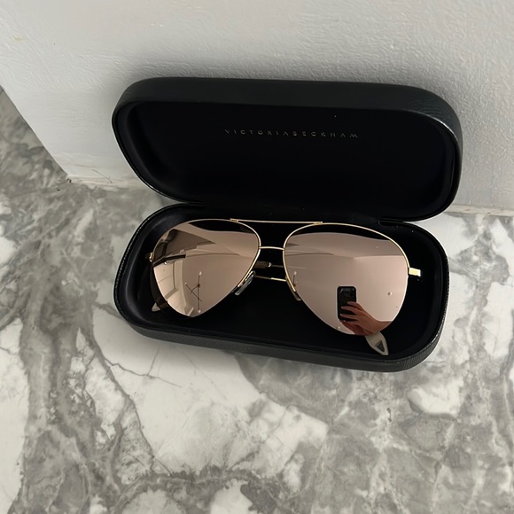 18k rose gold Victoria Beckham aviator sunglasses - Picture 1 of 6
